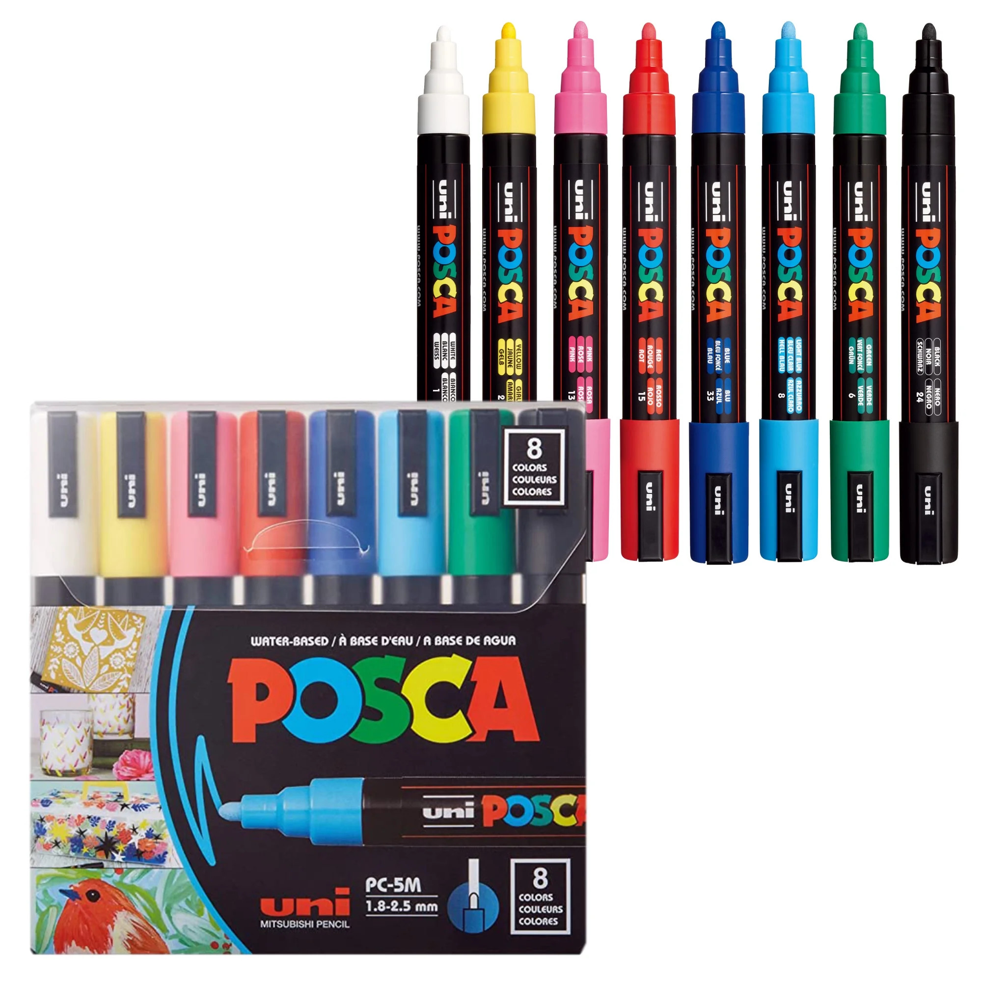 Uni POSCA PC-5M Paint Markers – 8 Assorted Colors,Medium Tip, (1.8-2.5mm), Acrylic Paint Pens f... | Walmart (US)