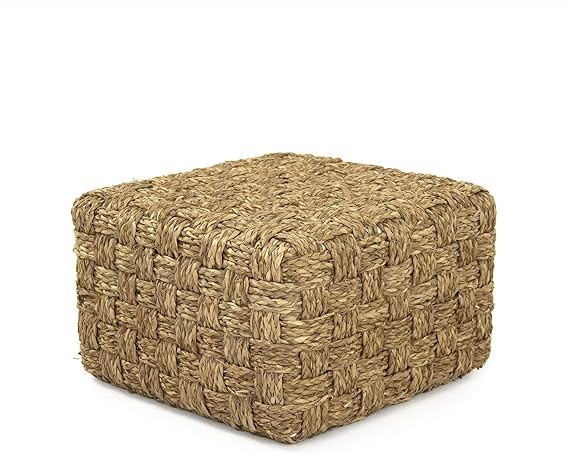 ZENTIQUE Woven Pouf Ottoman, One Size, Brown, Beige | Amazon (US)