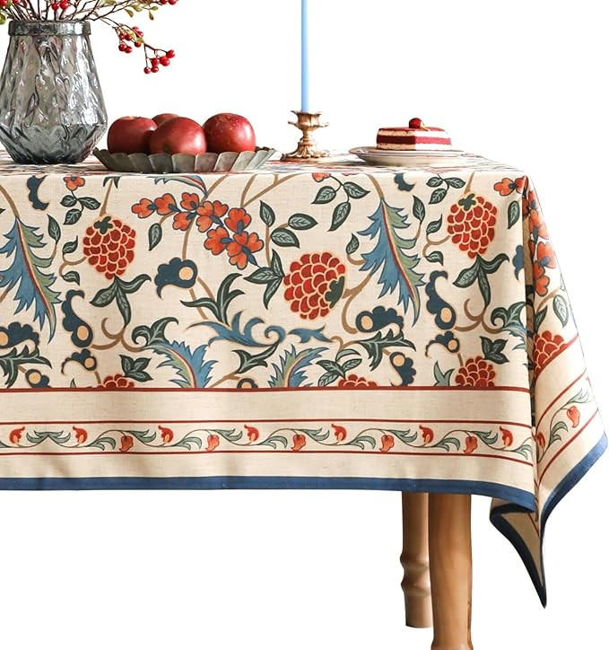 patdrea Designer Vintage Linen Tablecloth for Rectangle Table,French Soft Durable Floral Tableclo... | Amazon (US)