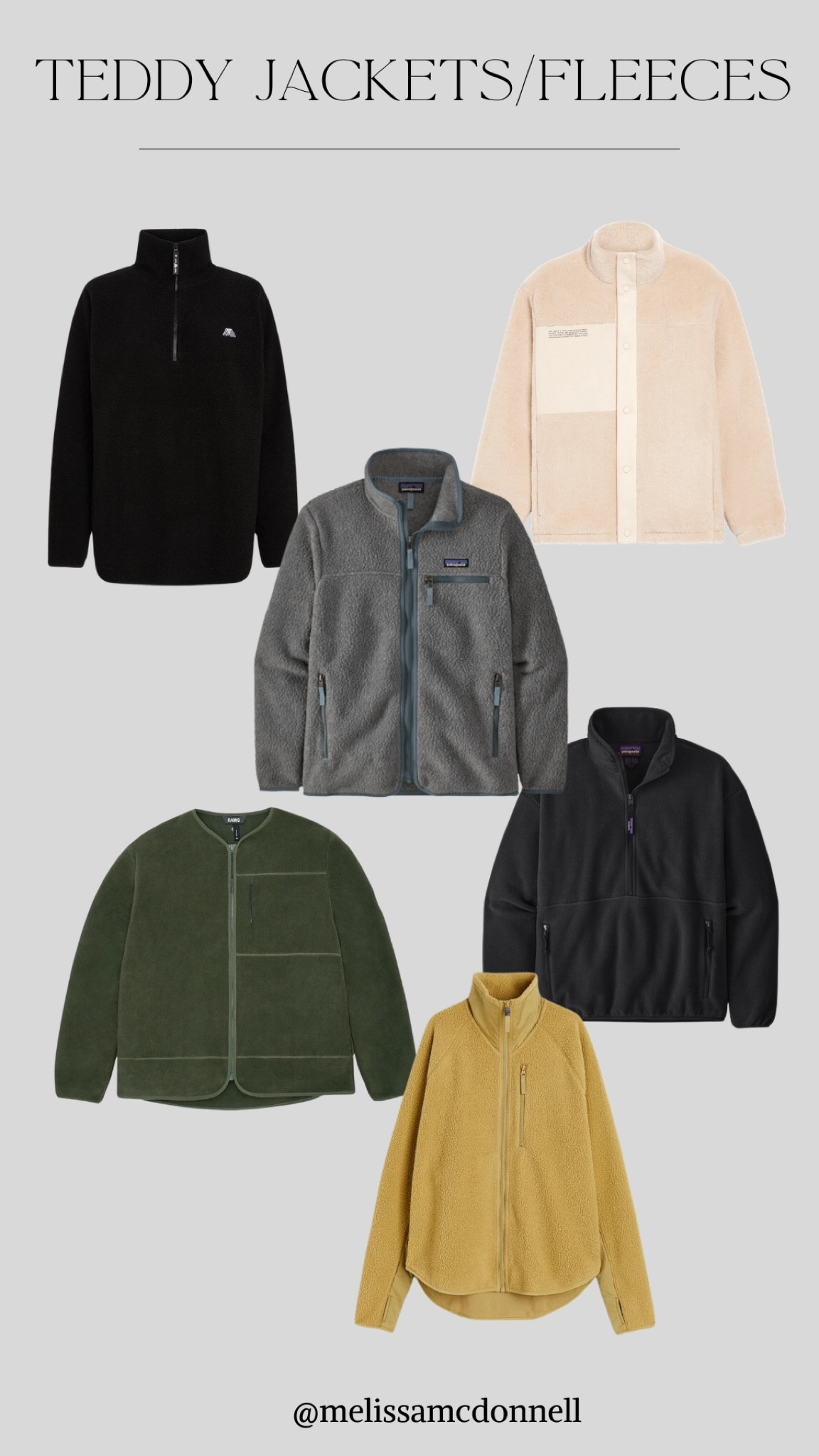 Teddy Jackets/Fleece 

4th Arq 
Patagonia 
H&M 
Rains 
Pangaia 

#LTKstyletip #LTKSeasonal #LTKU
