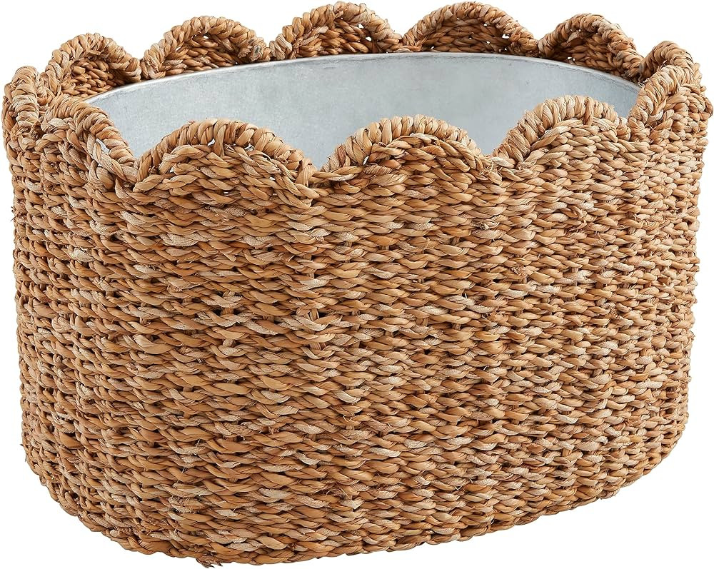 Mud Pie Scallop Woven Party Tub, 16' x 10" x 12", TAN | Amazon (US)