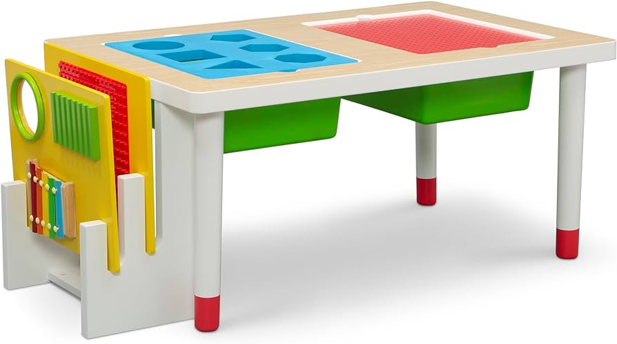 Delta Children Play and Learn Sensory Table for Kids – Includes Shape Sorting, Building Block B... | Amazon (US)