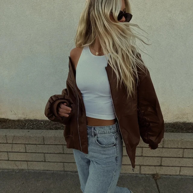 Domingo Faux Leather Zip Bomber Jacket | VICI
