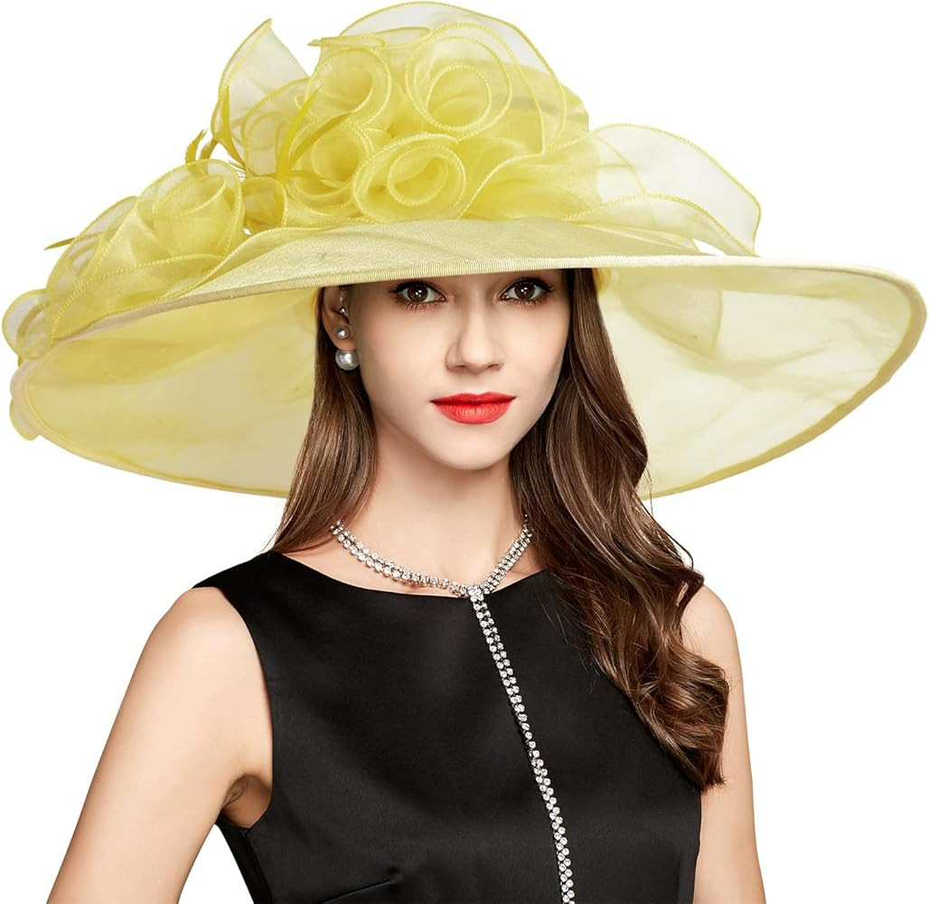 2025 Kentucky Derby Hat for Women Ladies, Organza Veil Feather Fascinator for Tea Party Church UV... | Amazon (US)