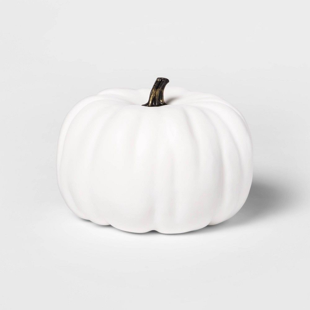 Halloween 7.5"" Painted Pumpkin Cream Halloween Decorative Sculpture - Hyde & EEK! Boutique | Target