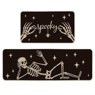 17 in. x 29 in. and 17 in. x 47 in. Black Halloween Kitchen Mats, Kitchen Rugs with Spooky, Skeleton, Spider and Bone | The Home Depot