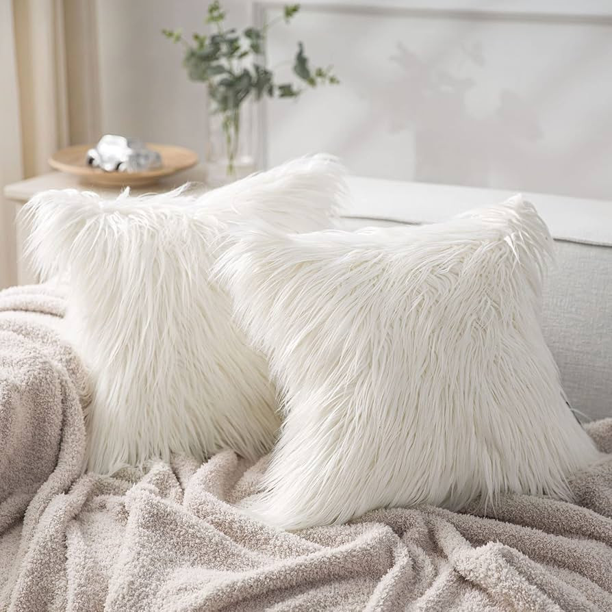 Phantoscope Pack of 2 Christmas Faux Fur Solid Throw Decorative Pillow Cover Cushion Covers Luxur... | Amazon (US)