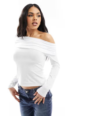 ASOS DESIGN one shoulder top in ivory | ASOS (Global)