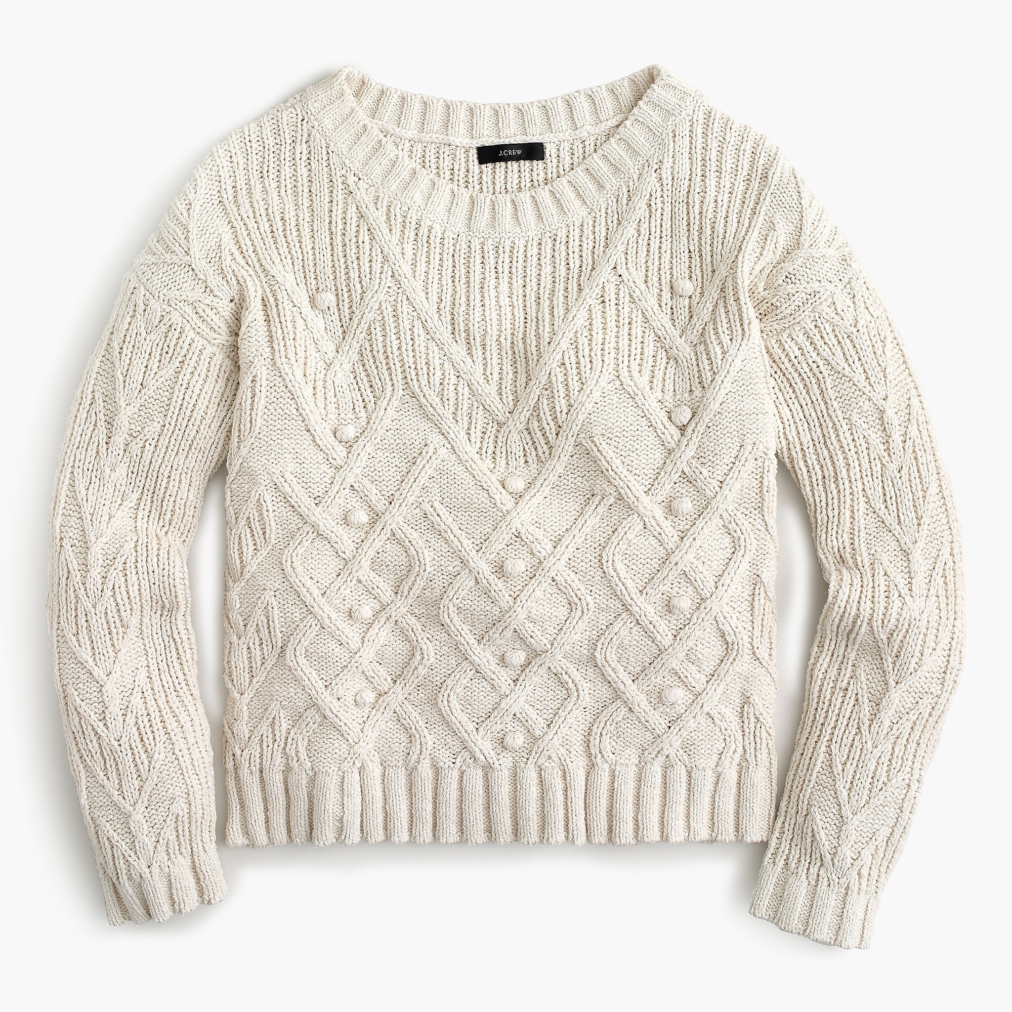 Cotton cable-knit pointelle sweater | J. Crew US