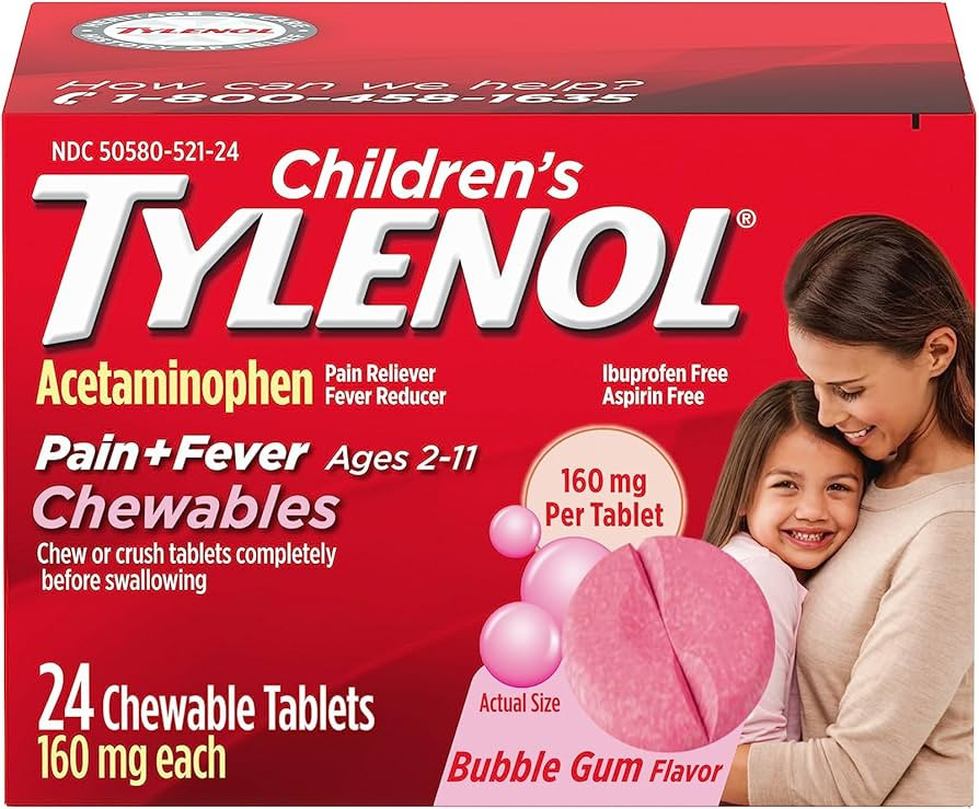 Tylenol Children's Chewable, Bubblegum, 24 Count | Amazon (US)