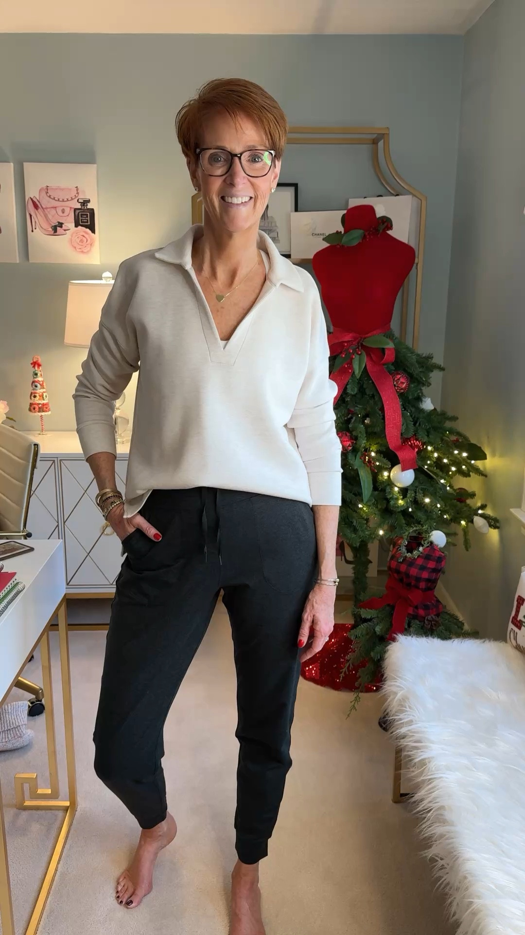 OOTD Spanx is the best pre holiday and post holiday outfit. Comfortable and casual but still put together. 
Wearing a size large in the top and a size medium tall in the bottom

Hi! For reference, I am 55 years old, I am 6’1”. I have a 35” inseam. I wear a small or medium in most tops, an 8 or a 10 in most bottoms, an 8 in most dresses, and a size 9 shoe. 

Make sure to subscribe to my newsletter found in my bio so you don’t miss on out on my must have favorites! And download the LTK app, follow my LTK shop, and favorite this post or your favorite items to get notified when they go on sale!

Over 50 fashion, tall fashion, workwear, everyday outfits, timeless outfits, Classic Outfits

Holiday party outfit, holiday dress, winter outfit, travel outfit, gift guide, gift guide for her, gift guide for him, stocking stuffers, Christmas decor, Christmas tree, leopard jeans, ballet flats, gift guides, wedding guest, vacation outfit, travel essentials, organization

#LTKHoliday #LTKStyleTip #LTKOver40