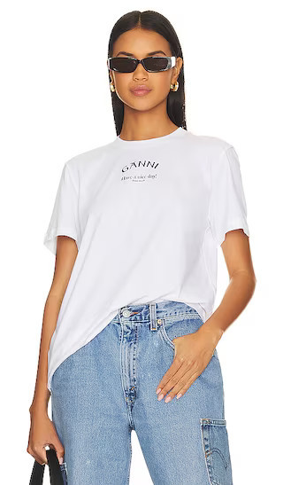 Ganni Relaxed O-Neck T-Shirt in White. | Revolve Clothing (Global)