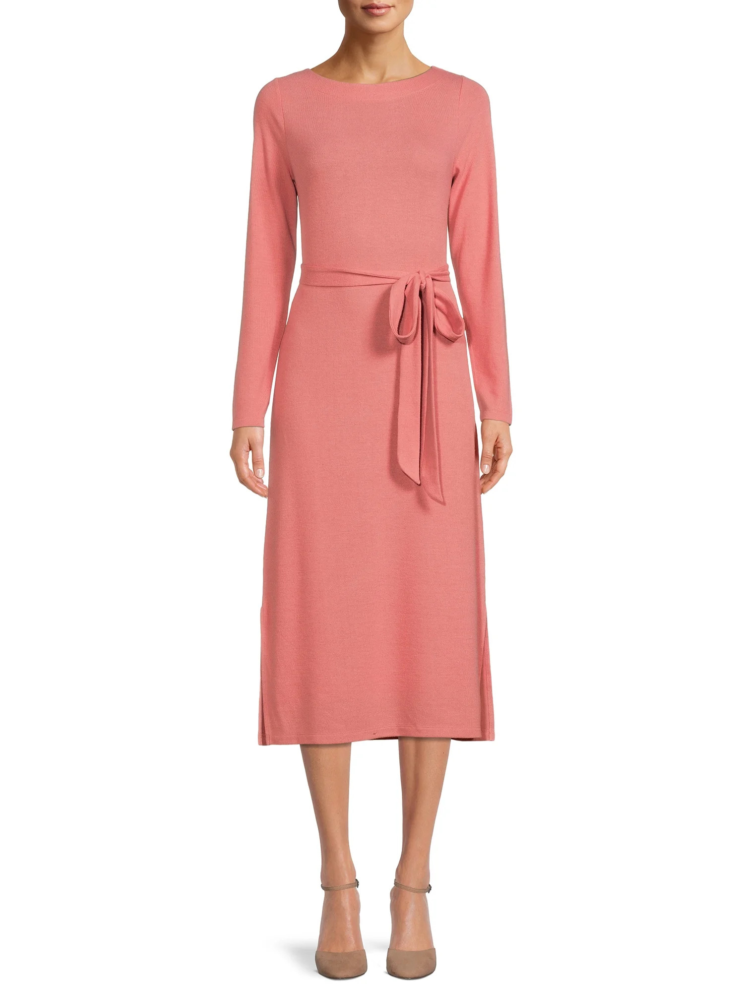 Time & Tru Women's Long Sleeve Hacci Dress | Walmart (US)