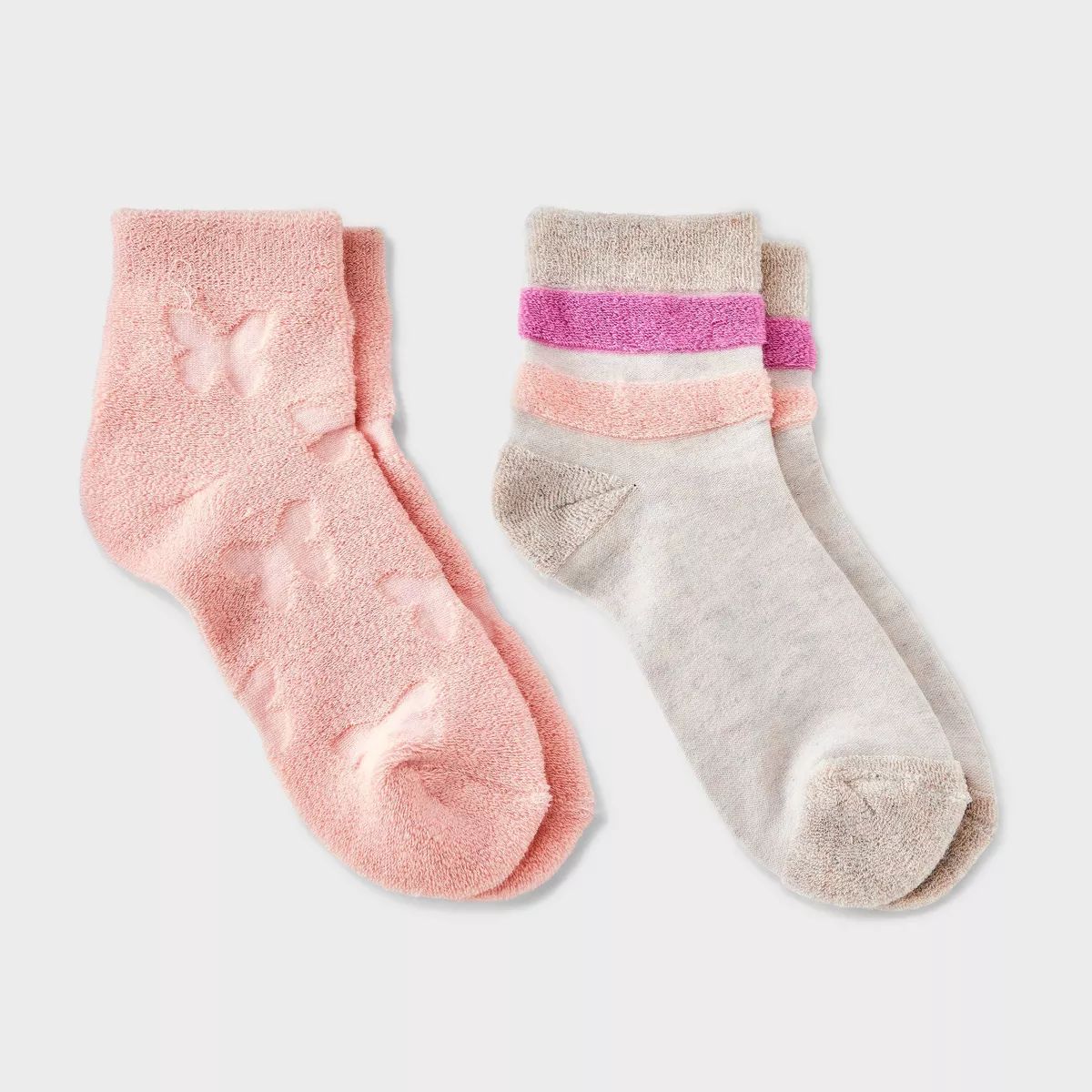 Girls' 2pk French Terry Butterfly Socks - art class™ Pink | Target