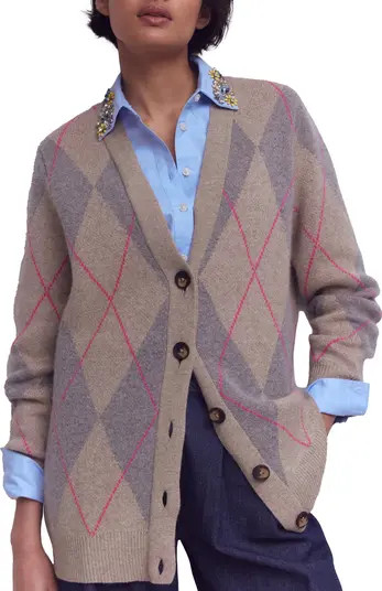 Quinn Argyle Plaid Boyfriend Cardigan | Nordstrom