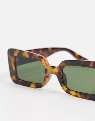 ASOS DESIGN recycled frame mid square sunglasses in tort | ASOS (Global)