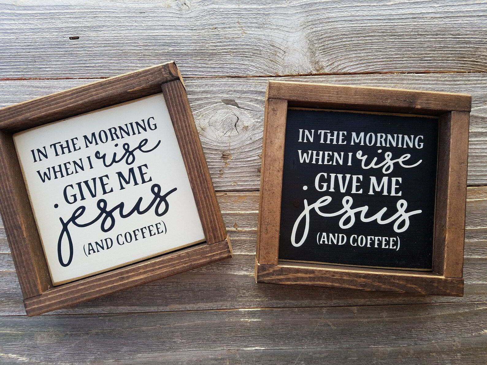 In The Morning, Jesus And Coffee - Rustic Wood Framed Mini Sign - Jesus & Coffee Lover | Etsy (US)