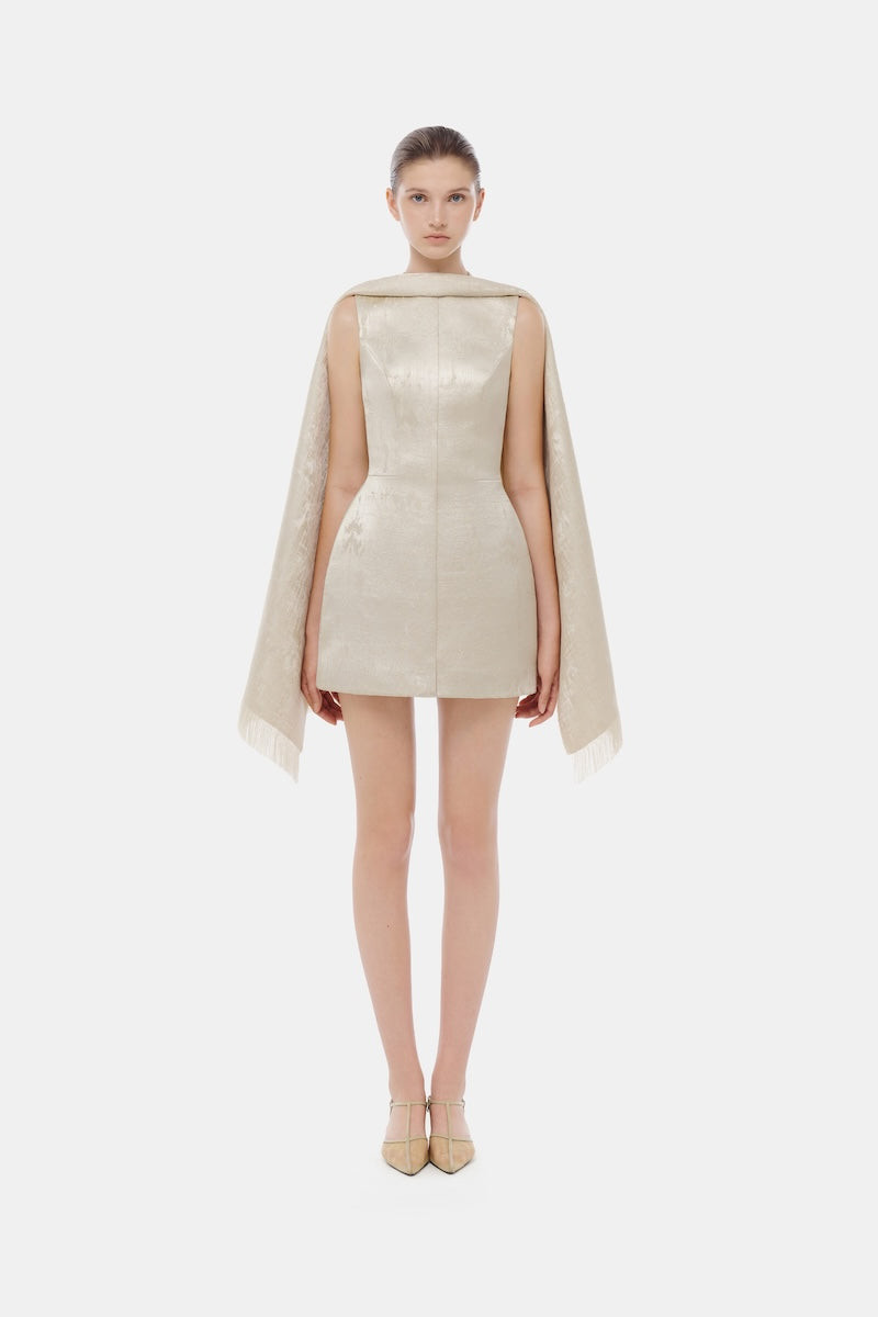 GOLD TAYLORED SCARF MINI DRESS | Montsand | CULT MIA | CULT MIA UK LTD