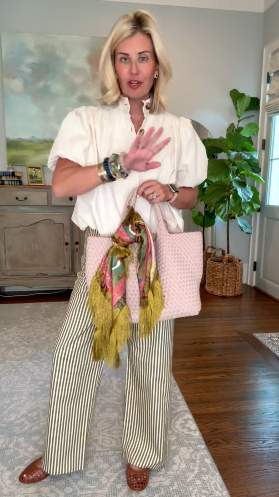 Easy OOTD….the top we are wearing with everything!! Yall these pants are such a yes!! I’m in a small in top & pants and 7.5 in Mary Jane’s (sized 1/2 down). 
@thewillowtree

*code Catherine20 at Allie + Bess

#LTKdayinmylife #LTKootd #LTKmomlife