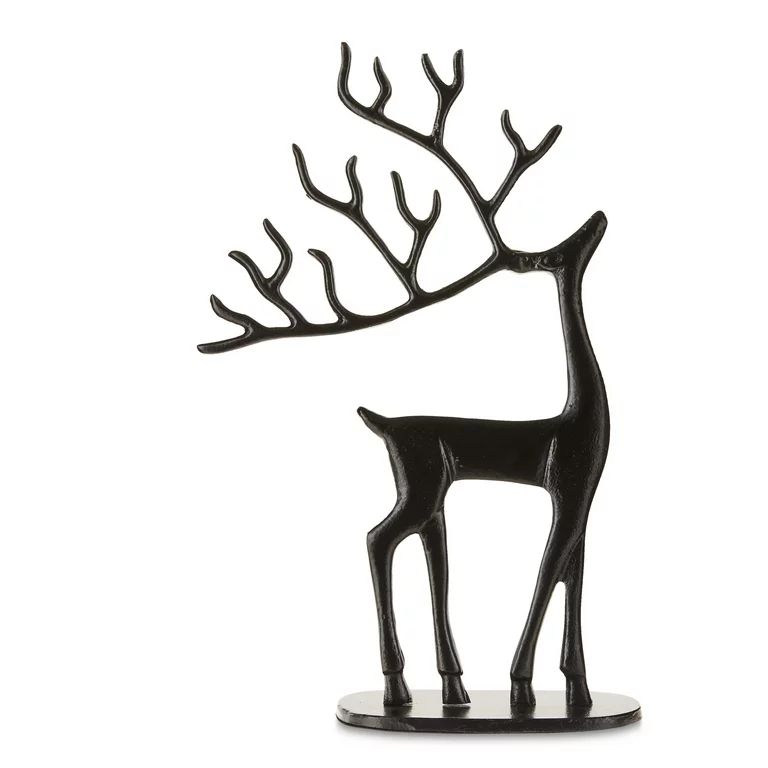 Metal Casted Reindeer Tabletop Décor, Black Finish, 16 in, by Holiday Time | Walmart (US)