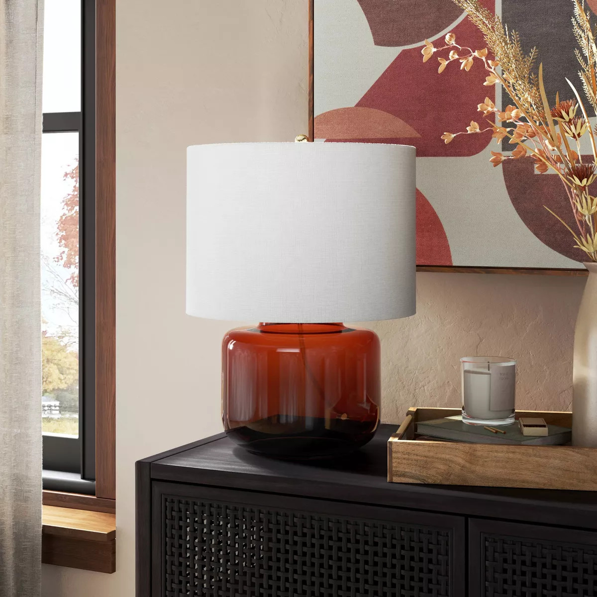 Amber Glass Table Lamp Brown - Threshold™ | Target