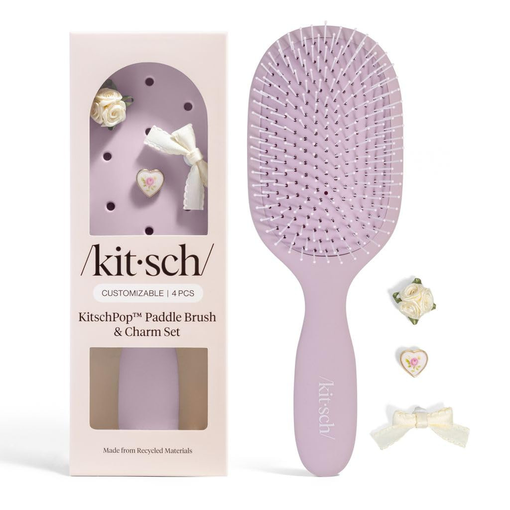 KitschPop™ Paddle Hairbrush for Women – Flexible Bristles Paddle Brush for Less Breakage, Sca... | Amazon (US)