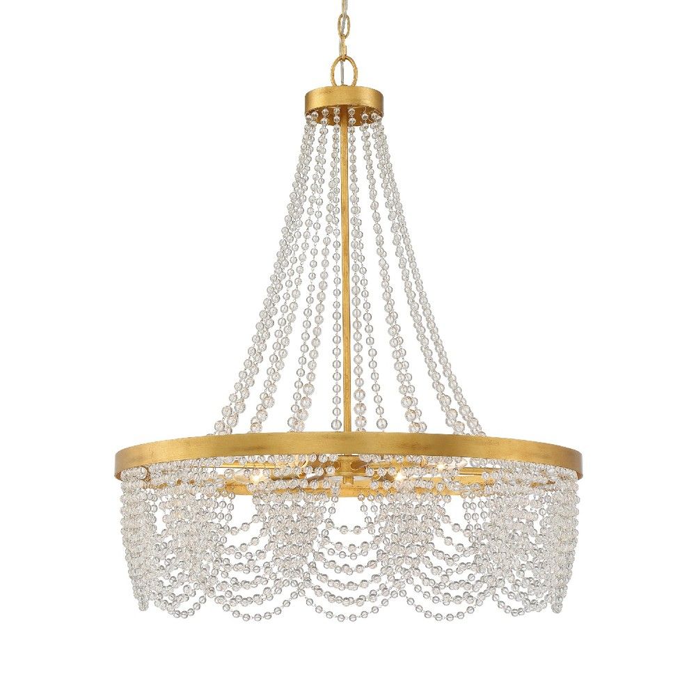 Crystorama FIO-A9104-GA-CL Fiona 4 Light Antique Gold Chandelier With Clear Beads - Walmart.com | Walmart (US)