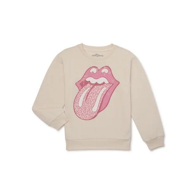 The Rolling Stones Girls Graphic Crewneck Fleece Sweatshirt, Size 4-16 | Walmart (US)