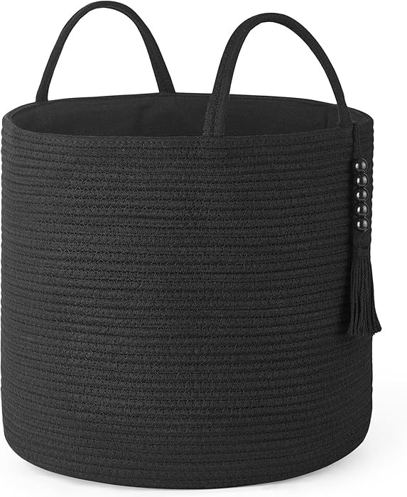 Mkono Woven Storage Basket Decorative Natural Rope Basket Wooden Bead Decoration for Blankets,Toy... | Amazon (US)
