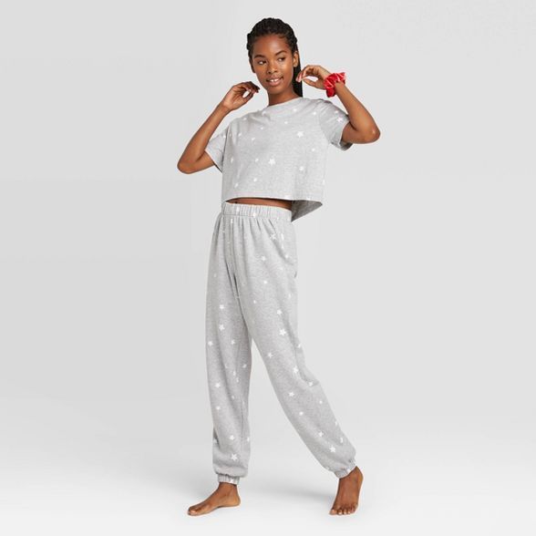 Women's T-Shirt and Fleece Joggers Pajama Set with Scrunchie - Colsie™ | Target