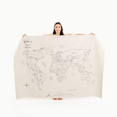 Gathre Large World Map Tapestry Kids' Floor Mat: Water-Resistant Faux Leather Toddler Mat, Indoor/Outdoor Use, 4'3"x6'3" | Target