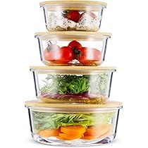 Round Storage Containers with Lids, Ecofriendly Glass Containers, Storage Container with Lid, Glass  | Amazon (US)