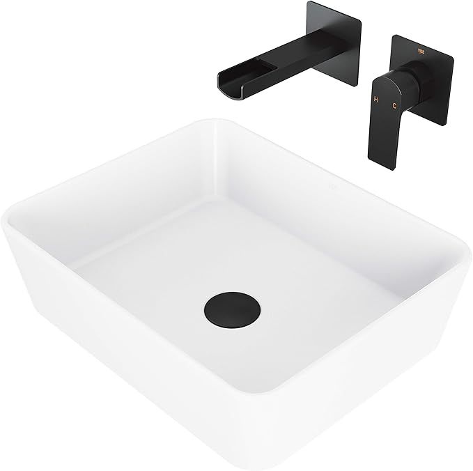 VIGO VGT981 14.38" L -17.75" W -5.13" H Matte Stone Marigold Composite Rectangular Vessel Bathroo... | Amazon (US)