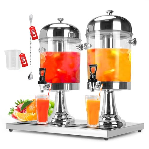 4.4 Gallon Drink Dispensers for Parties, Easy-to-Clean Drip Tray Design, Hot & Cold Dual-Use Stainless Steel Beverage Dispenser with Stand, Large Juice Dispenser with Ice Core, Spigot, n7 | Amazon (US)