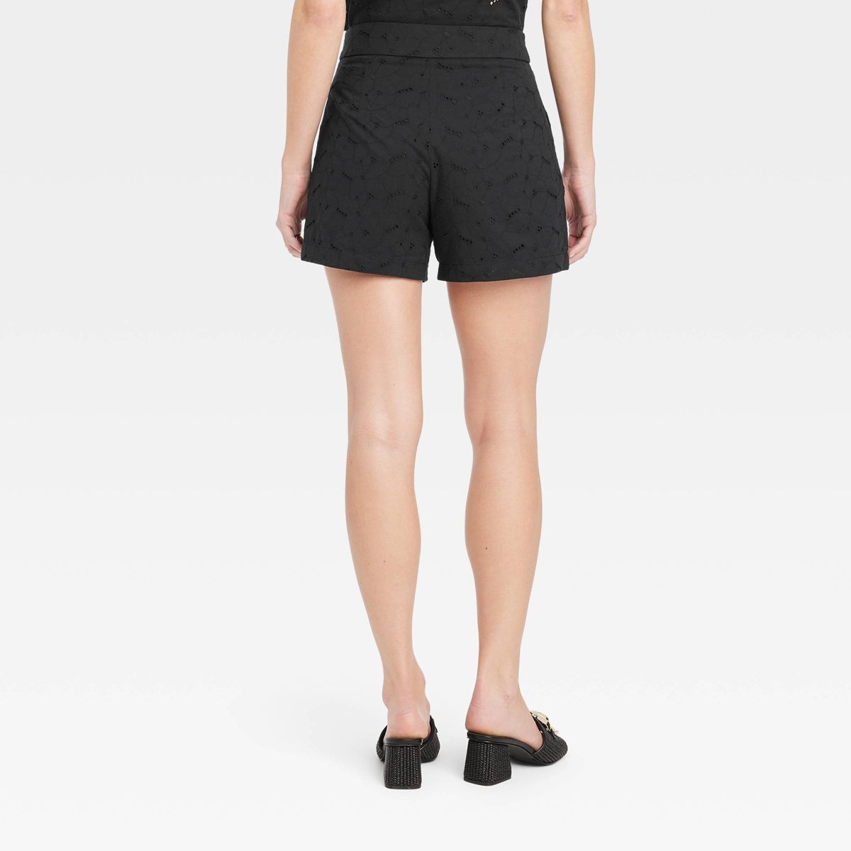 Women's High-Rise Eyelet Shorts - A New Day™ Black 2 | Target