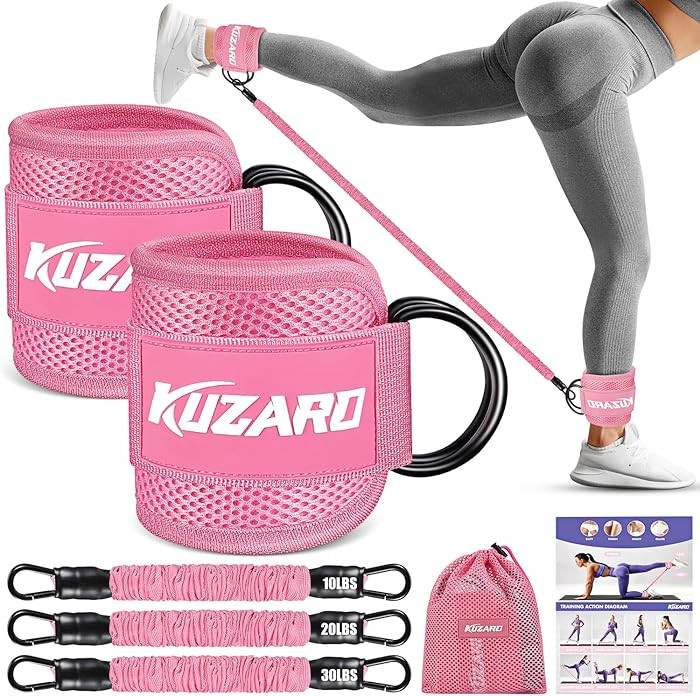 KUZARO Ankle Resistance Bands with Cuffs, Ankle Weights Bands for Working Out, Women Leg and Glut... | Amazon (US)