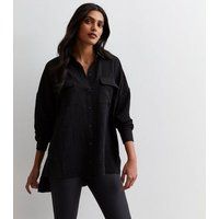 Black Textured Oversized Shirt New Look | New Look (UK)