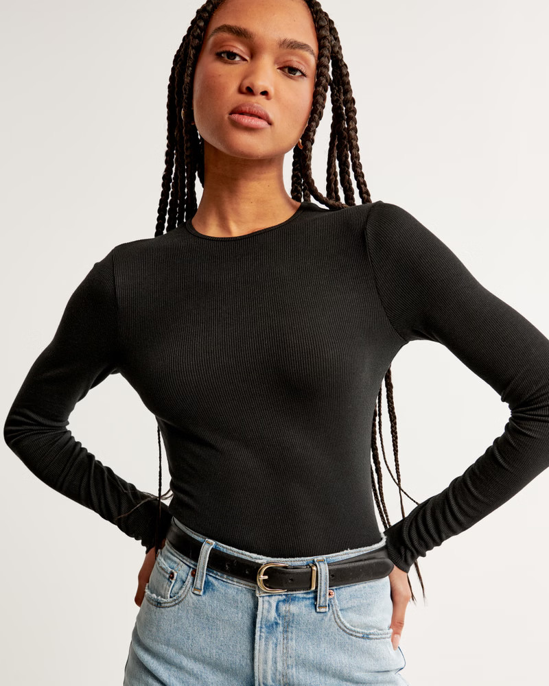 Essential Long-Sleeve Featherweight Rib Tuckable Top | Abercrombie & Fitch (US)