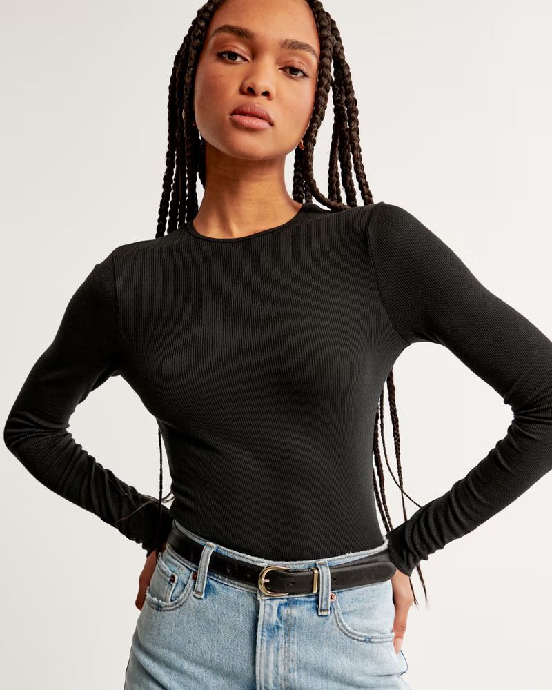 Women's Essential Long-Sleeve Featherweight Rib Tuckable Top | Women's | Abercrombie.com | Abercrombie & Fitch (US)