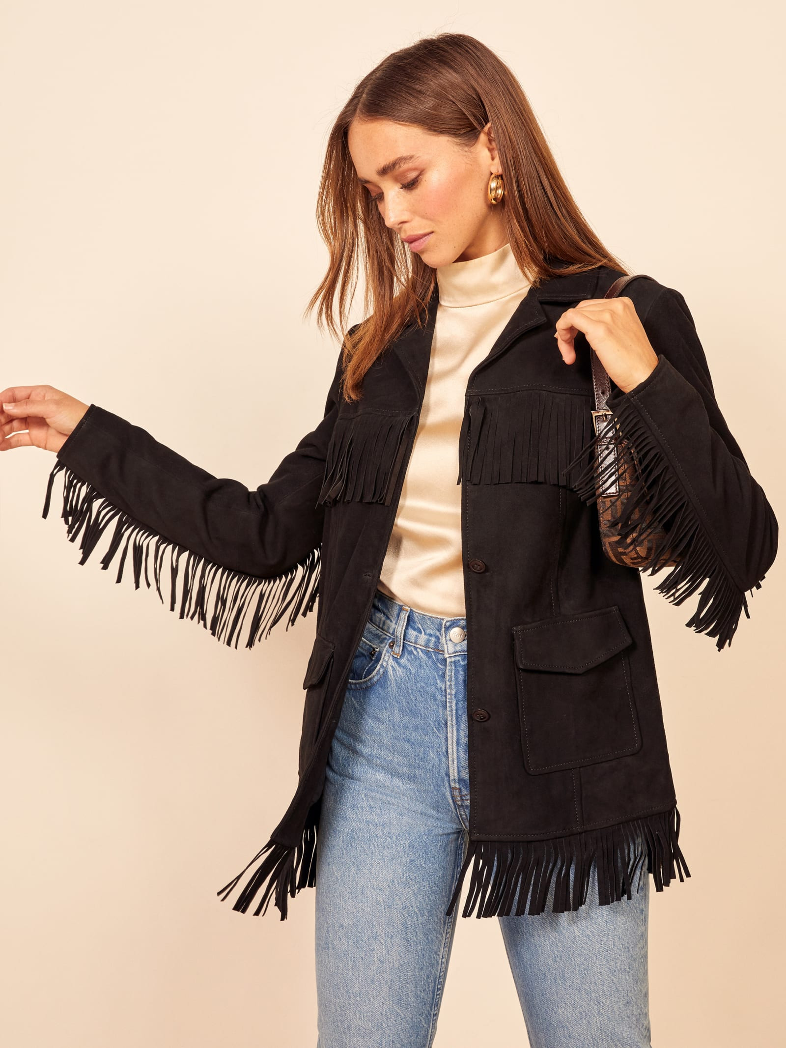 Veda Fringe Suede Jacket | Reformation (Global)