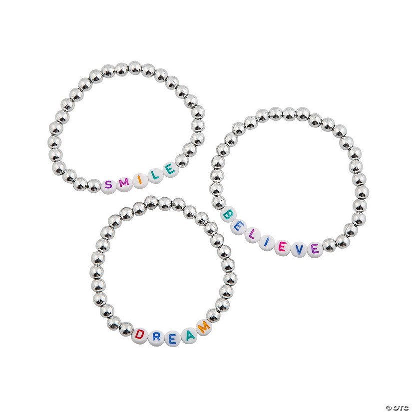 Inspirational Sayings Pearlized Friendship Bracelets - 12 Pc. | Oriental Trading Company