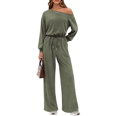 PRETTYGARDEN Long Sleeve Jumpsuit For Women Dressy 2026 Off Shoulder One Piece… | Amazon (US)
