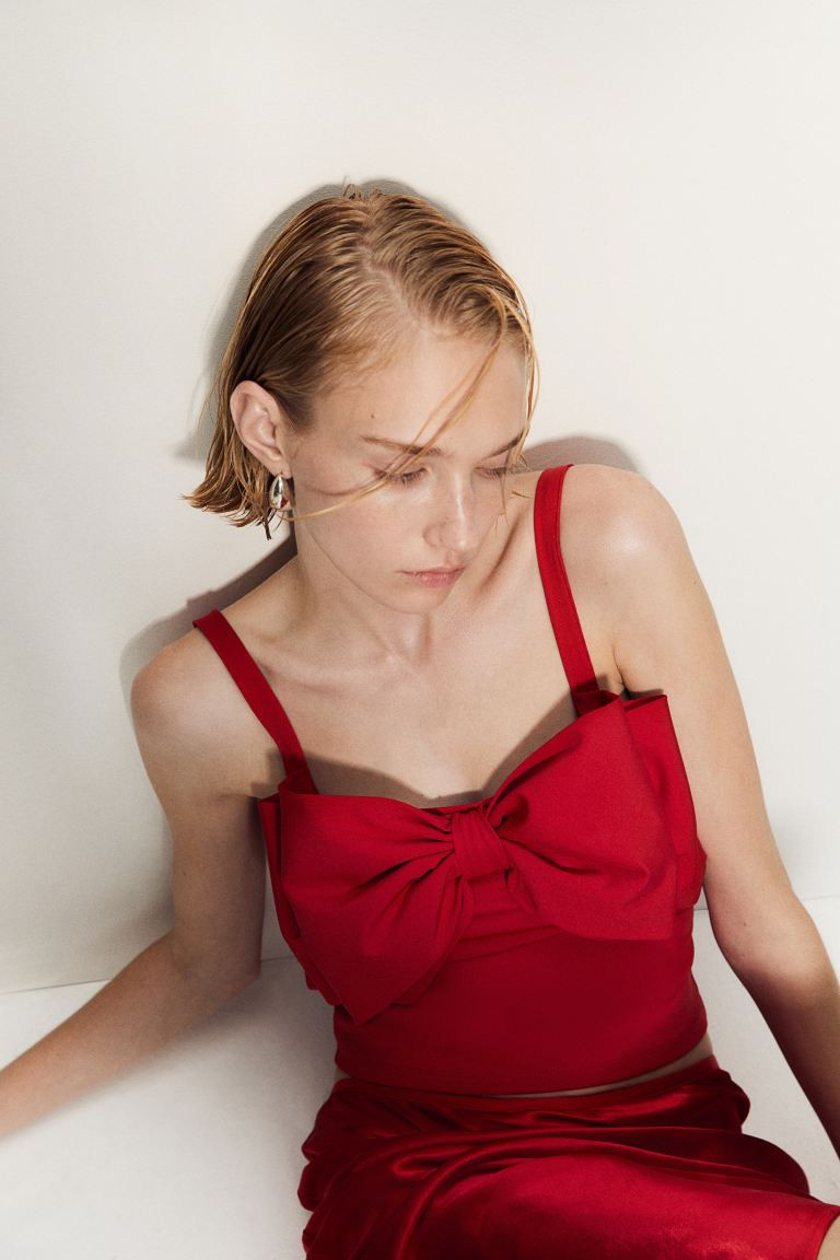 Bow-detail jersey top | H&M (UK, MY, IN, SG, PH, TW, HK)
