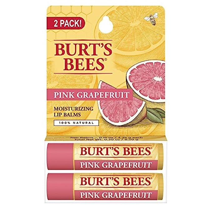 Burt's Bees 100% Natural Moisturizing Lip Balm, Pink Grapefruit, 2 Tubes in Blister Box | Amazon (US)