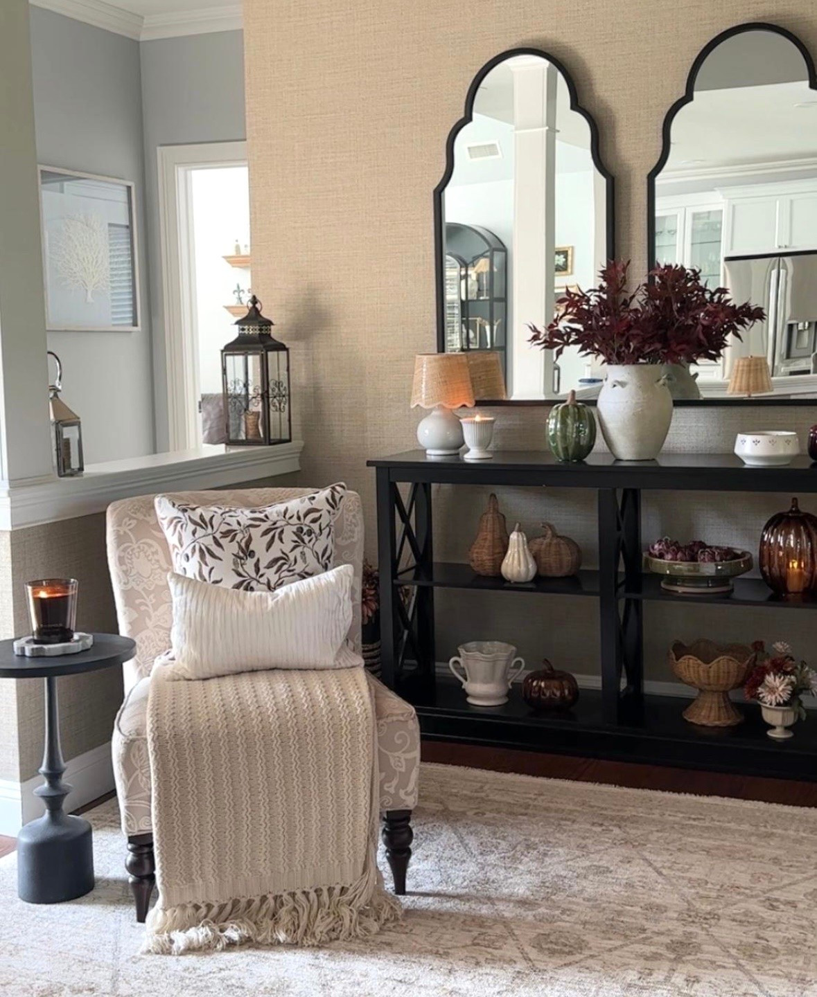 Fall entryway styling with new area rug, fall collection at Target, glass pumpkins, candles, fall arrangements. Pretty vases, neutral throw blanket, pillow + more fall home decor accessories. Amazon, McGee & Co, Wayfair.

#LTKHome #LTKSaleAlert