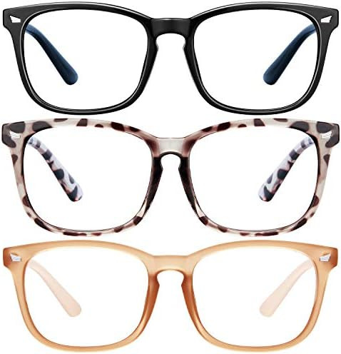 Blue Light Blocking Glasses-3Pack Computer Game Glasses Square Eyeglasses Frame, Blue Light Block... | Amazon (US)