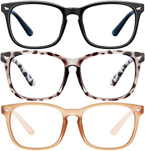 Blue Light Blocking Glasses-3Pack Computer Game Glasses Square Eyeglasses Frame, Blue Light Block... | Amazon (US)