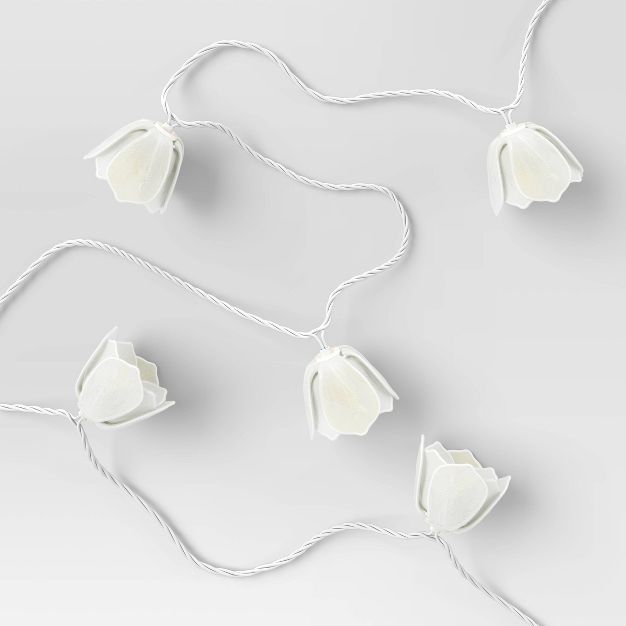10ct Incandescent Mini Lights with Metal Mesh Flowers White - Threshold™ | Target