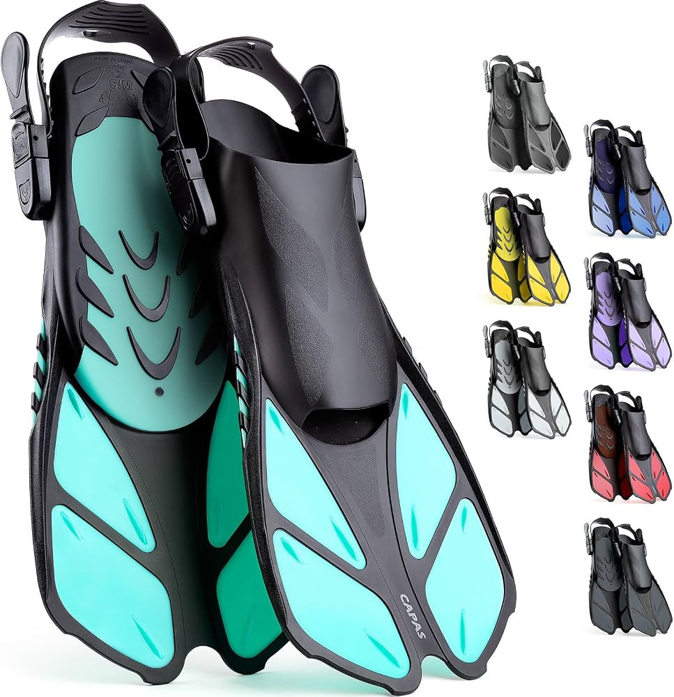 CAPAS Snorkel Fins, Swim Fins Travel Size Short Adjustable for Snorkeling Diving Adult Men Women ... | Amazon (US)