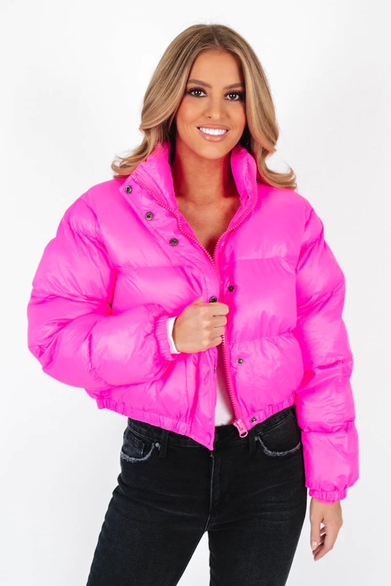 All Bundled Up Puffer Jacket - Hot Pink | The Impeccable Pig